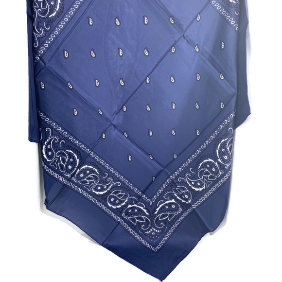 Wyoming Traders Wild Rag 100% Silk Bandana Western Scarf 34.5" - NAVY - Picture 1 of 2